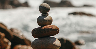 Stacked rocks forming a balance